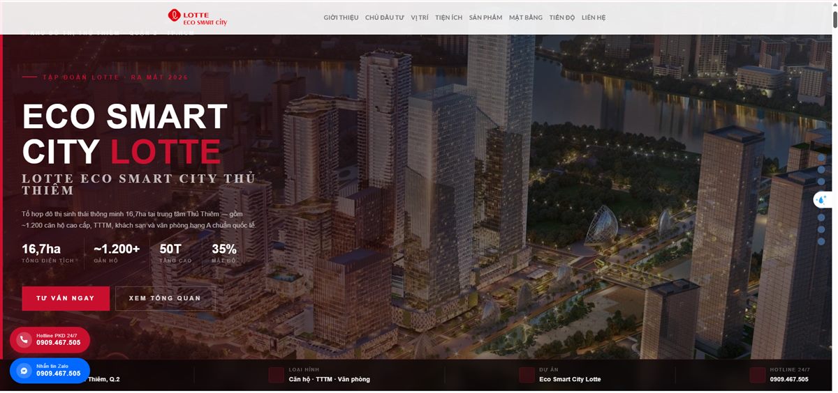 Trang giới thiệu dự án Eco Smart City Lotte