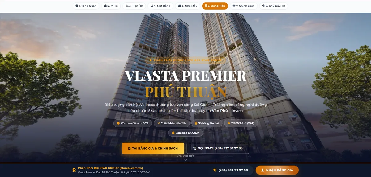 Trang giới thiệu dự án Vlasta Premier Phú Thuận